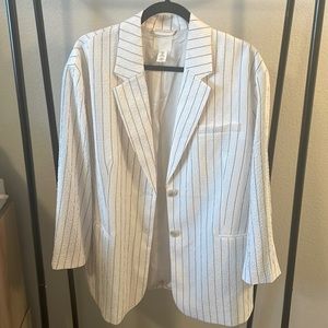 White with black pinstripes